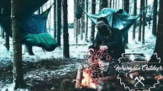 Snowy winter camping with Amok Draumr 3.0 / Norwegian forest (Subtitled)
