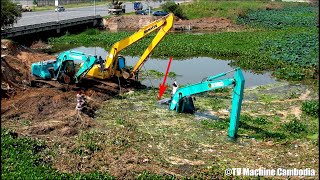 Ultimate Successfully 100% Excavator Rescue Dead In The Water By Expert Double Excavator & Crane​