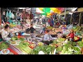 Chhbar Ampov Market Food Tour - Salty Crab, Fish, Pork, &amp; More - Market Food Show