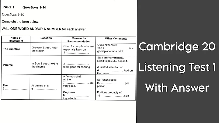 Cambridge 20 Listening Test 1 with answers | HD