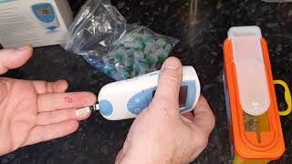 Home INR check, using a Coagucheck XS system.