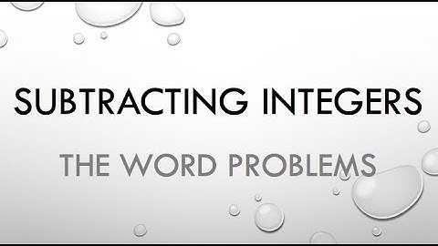 Subtracting Integers: The Word Problems