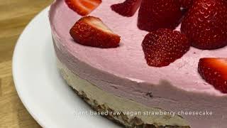 The BEST Vegan Plant Based Strawberry Cheesecake