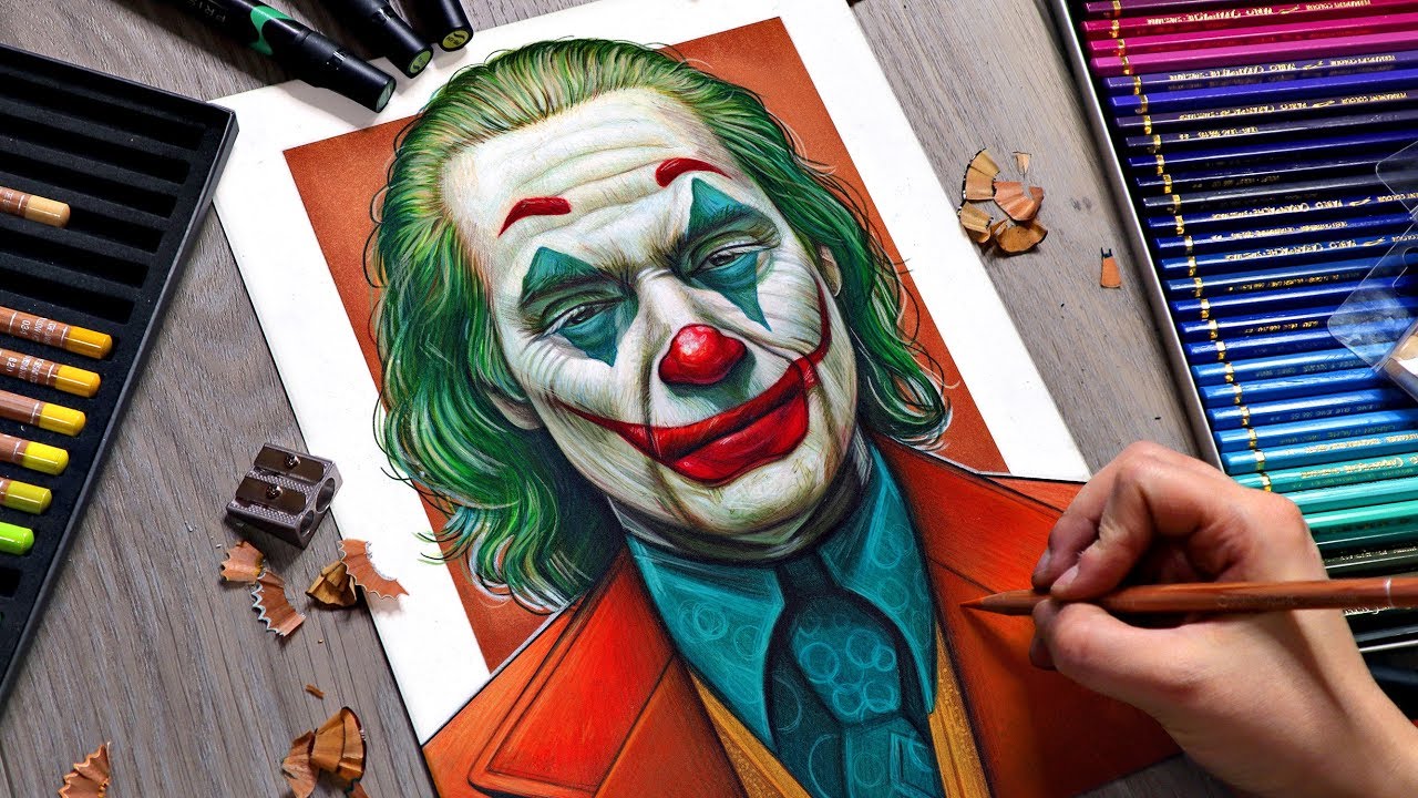 Drawing JOKER with Colored Pencils and Markers: Joaquin Phoenix ...