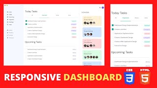 Responsive Task Management Dashboard using HTML & CSS | Dashboard Design in HTML and CSS screenshot 2