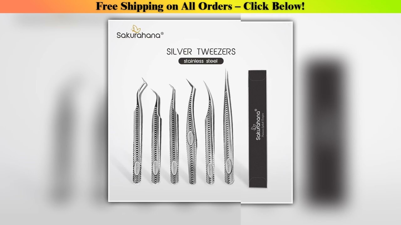 SAKURAHANA AntiStatic Eyelash Tweezers Professional High Precision Volume Extension Stainless Steel
