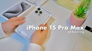 iphone 15 pro max (white titanium) unboxing + airpods pro unboxing