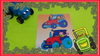 Tractor Coloring Раскраска ТРАКТОР для детей Синий трактор tractor coloring page