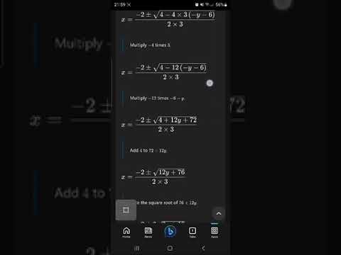 Solve hand-written Quadratic equation using Bing Math App.
