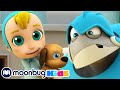 Puppy PANIC!! - Kids Video Subtitles | Arpo the Robot | Cartoons for Kids | Moonbug Literacy