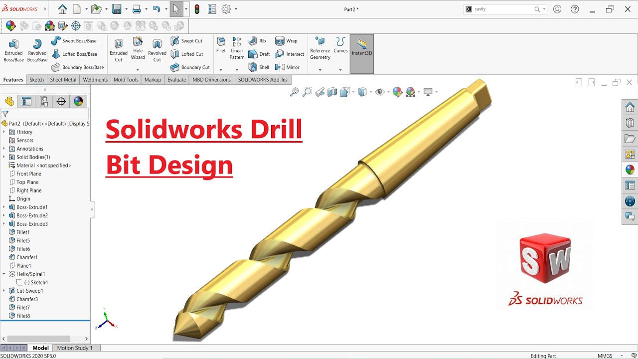 How to make Drill Bit in Solidworks - YouTube