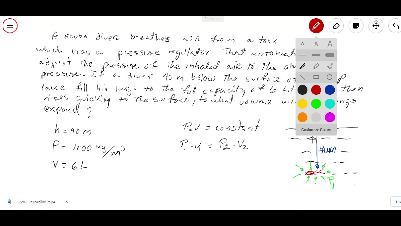PHY Increase of lungs' volume of a scuba diver that rises quickly
