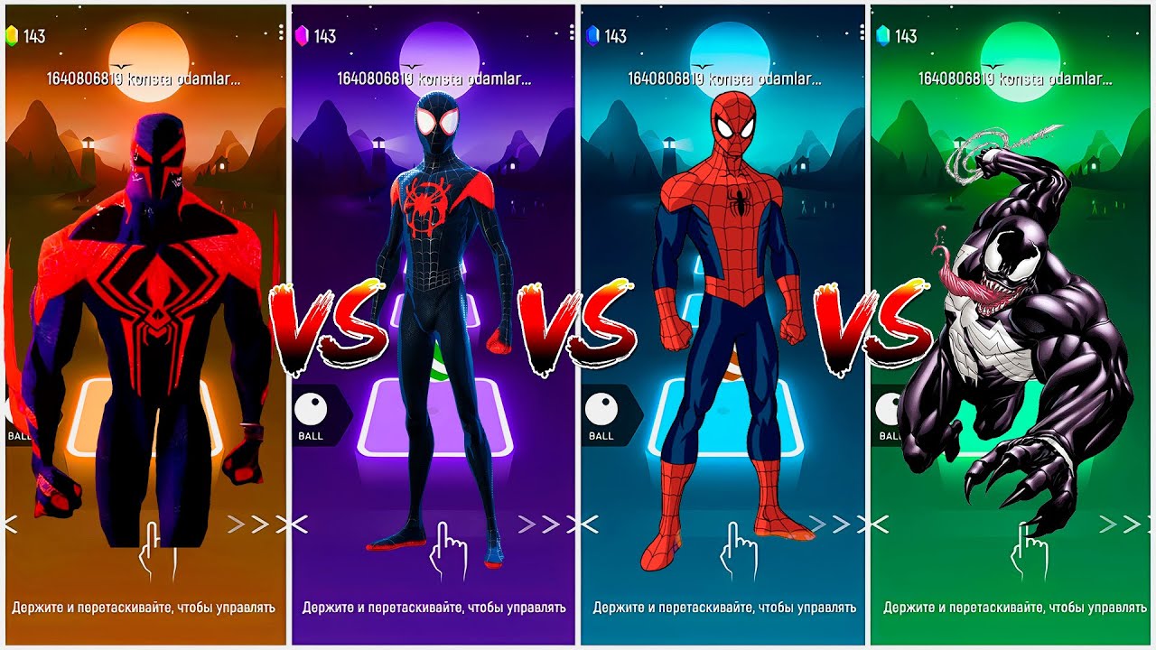 Miguel Ohara vs Miles Morales vs Peter Parker vs Venom // TILES HOP