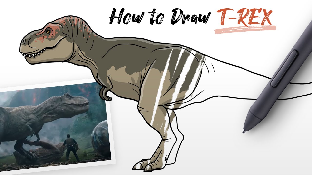 Jurassic world dinosaur drawing, How to Draw T Rex 