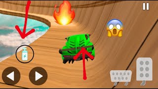 Impossible Mega Ramp Green Sports Car Ferrari Stunt Drive Diffucult Level - Android IOS Gameplay screenshot 3