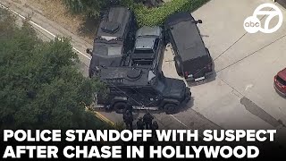 FULL STANDOFF: Police standoff with reported hit-and-run suspect after chase in Hollywood