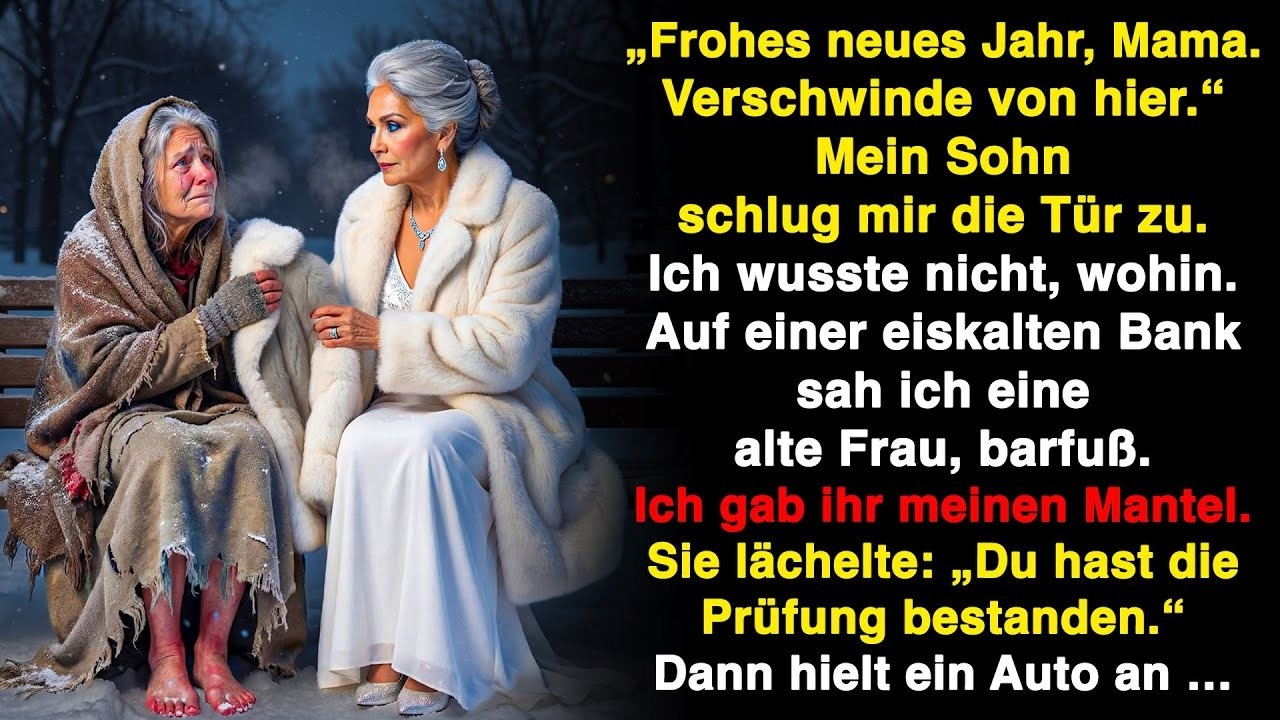 An Neujahr warf mein Sohn mich raus. Ich gab einer alten Frau meinen Mantel. „Bestanden.“