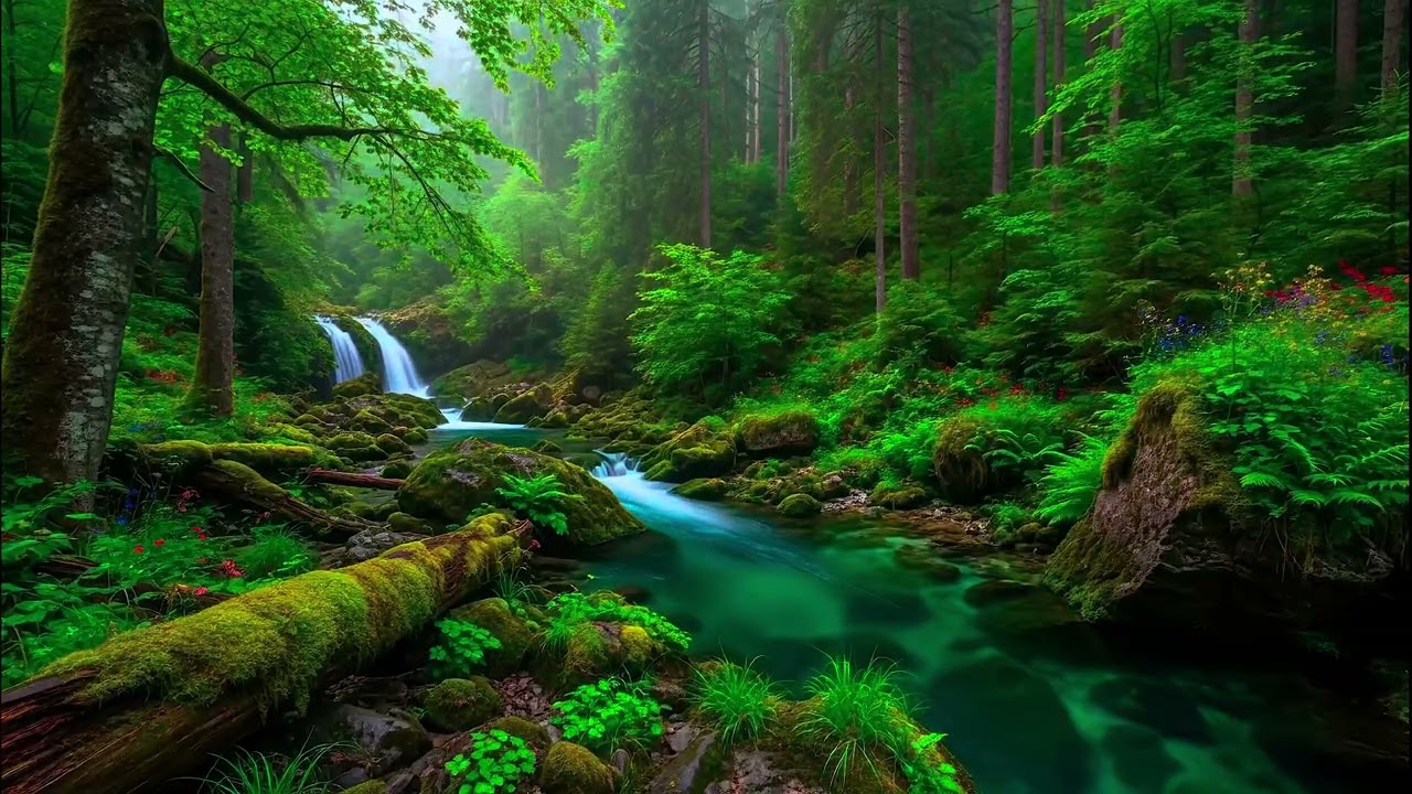 Calm Night Piano | River Background Noise for Deep Rest