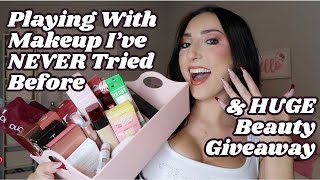 Playing With Makeup I&#39;ve NEVER Tried Before | HUGE BEAUTY GIVEAWAY &amp; Full Face Of FIRST Impressions
