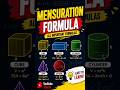 Mensuration formulas 2D and 3D #important formulas #shorts  #shortvideo