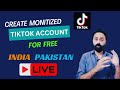 Create Tiktok Monetize account in Pakistan | free USA ka number ya Gmail?