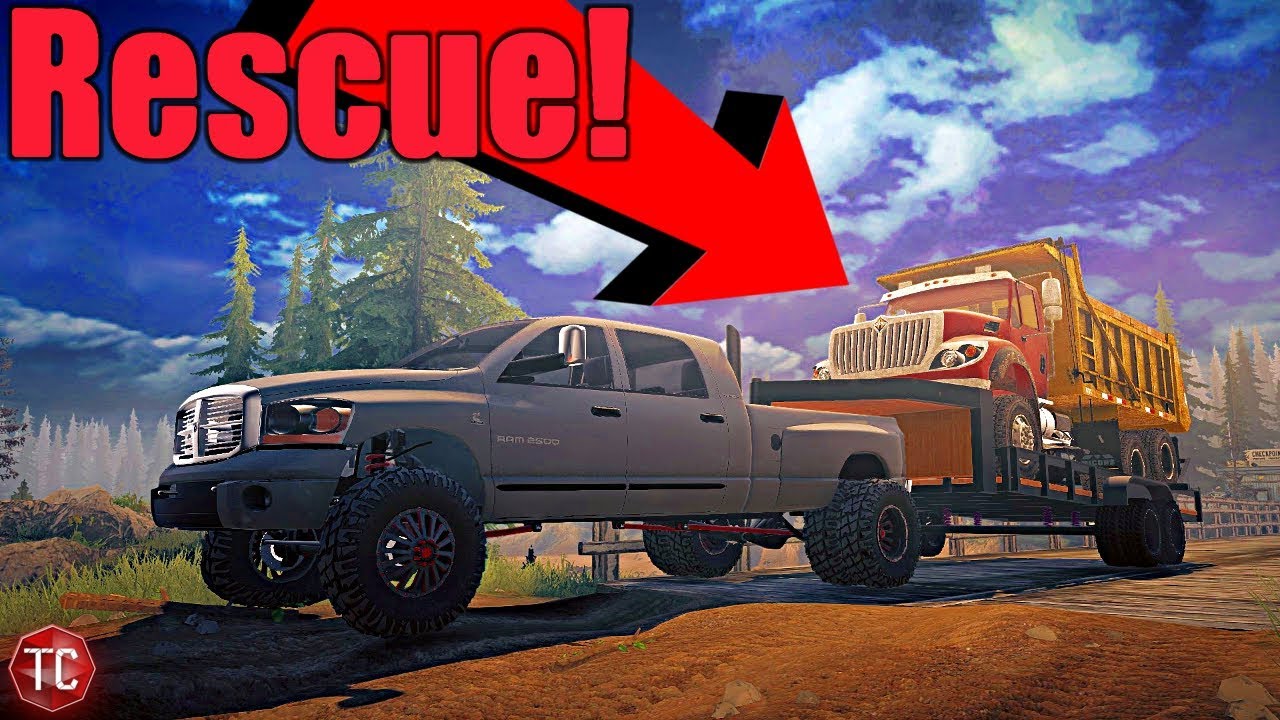 SpinTires MudRunner: International Workstar RESCUE!! TC's Towing - YouTube