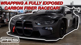 CARBON FIBER BMW M4 GT3 RACECAR GETS A BRAND NEW WRAP AND RACE LIVERY!