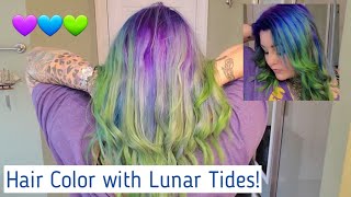 Purple Blue and Green Hair with Lunar Tides