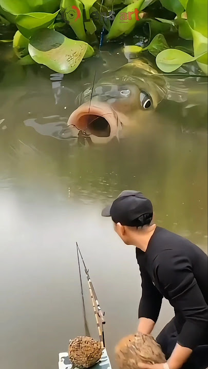 Memberi makan ikan mas raksasa. #amazing #animals #funny