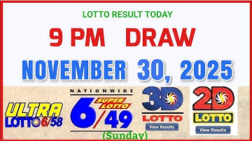 LOTTO RESULT TODAY 9pm Draw November 30, 2025 PCSO