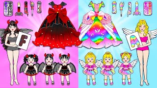 [paper Diy] Angel Vs Vampire Mother & Daughter Dress Up Contest | Rapunzel Compilation 놀이 종이