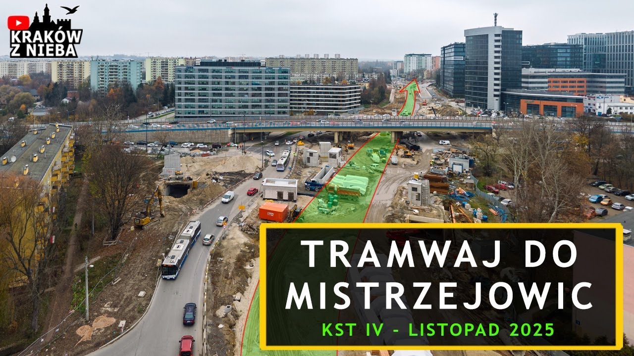 Tramwaj do Mistrzejowic KST IV  - relacja XI 2025 - Kraków z nieba