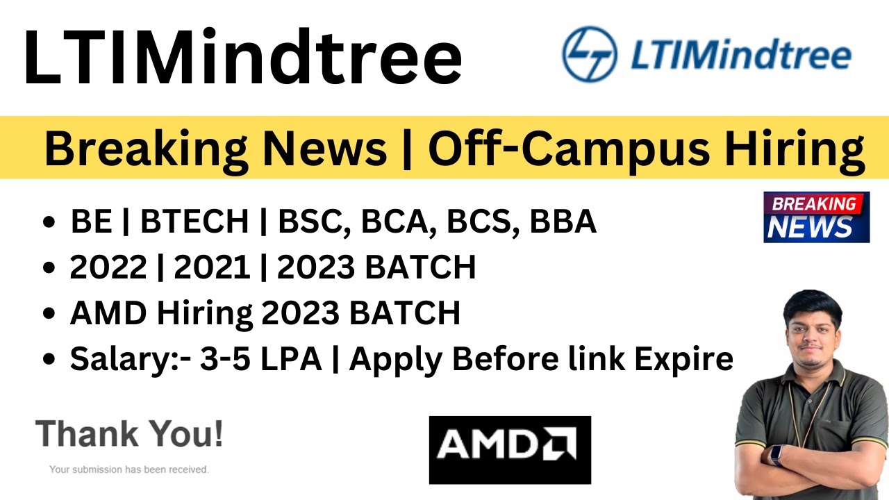 LTI Spark Off Campus Drive | 2022 | 2021 BATCH | Apply Now | AMD Hiring 2023 BATCH | hiring