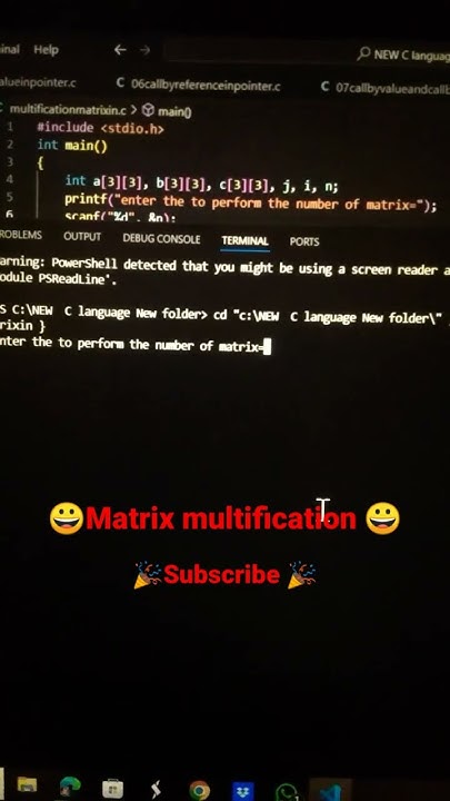 How to Perform||Matric//Multiplication in C programming #shorts # ...