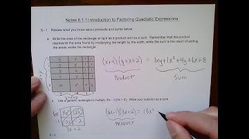 Notes 8.1.1: Introduction to Factoring Quadratic Expressions