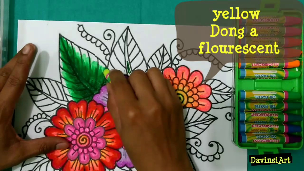 Mewarnai bunga dengan crayon. how to colouring flower 