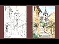 [Pen + Watercolor] Street Scene - Urban Sketch (pen drawing & color mixing) by NAMIL