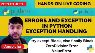 Python for Beginners - 035 | Hands on live-coding | Errors and Exception in Python | try except else
