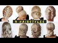 😱 9 Easy UPDO HAIRSTYLE Tutorials😍 Wedding Prom Updo perfect for long, medium & shoulder length hair