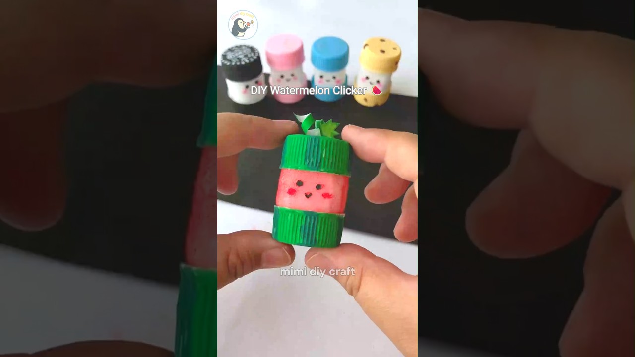 DIY Watermelon Fidget Clicker Keychain with Bottle Caps 🍉❤