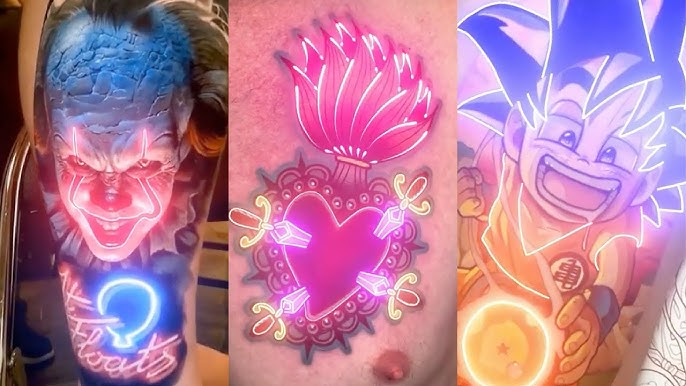 Invisible neon ink Tattoos by Fluogram 