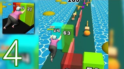 Fat Pusher - Eat all foods 🍔😂(Level 41-45) Gameplay Walkthrough Part 4