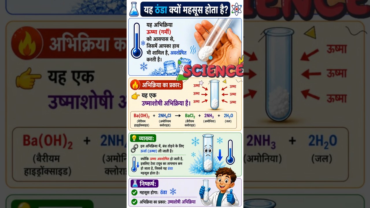 ऊष्माशोषी अभिक्रिया गतिविधि | ठंडा क्यों महसूस होता है? ❄️ कक्षा 10 विज्ञान