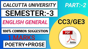 CU//SEM-3//SUGGESTION//ENGLISH GENERAL//CC3-GE3//2023-24/100%COMMON🔥📌📌