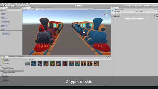 A cartoon train locomotive with wagons and rails - manual