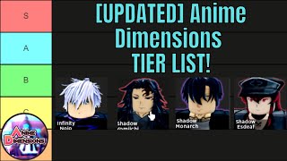 UPDATED] ANIME DIMENSIONS TIER LIST