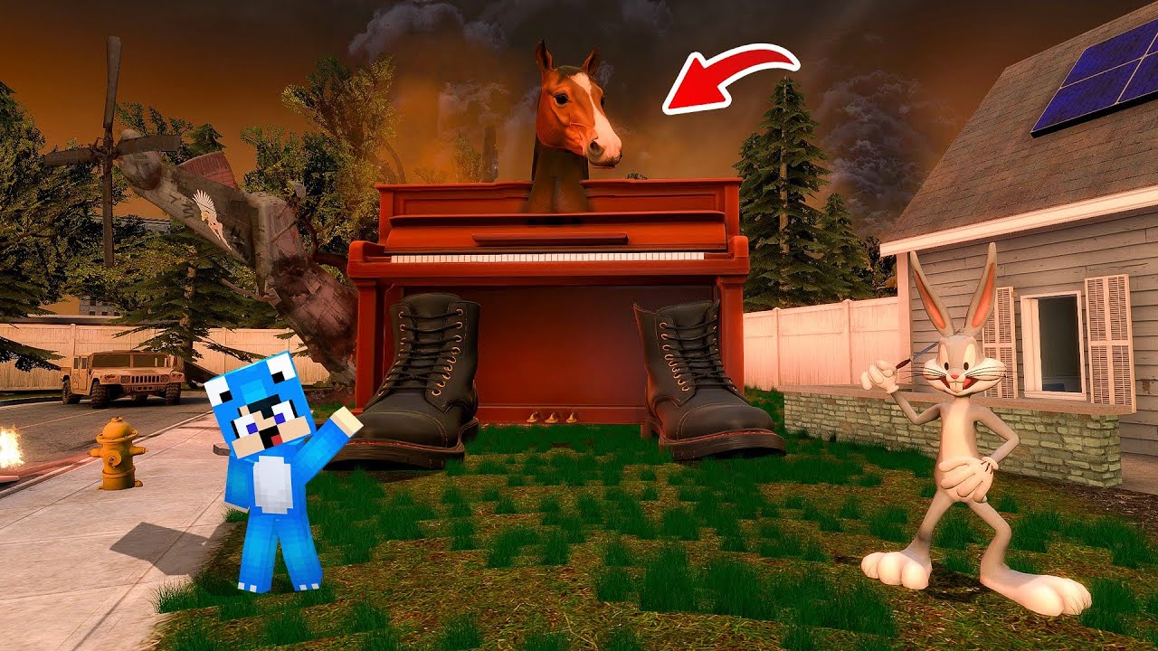 ديفور و باغز باني في مكان غريب و خائفين من الحصان البيانو😨