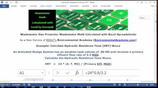 Calculate Hydraulic Residence Time HRT Hours