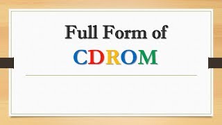 Full Form Of Cdrom Did You Know?