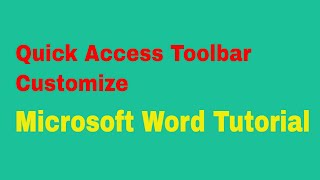 Quick Access Toolbar Customize of Microsoft Office Word